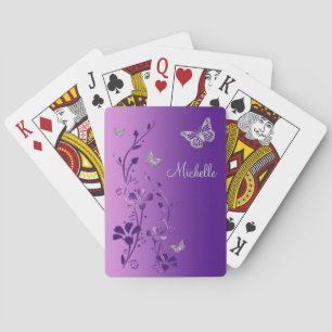 Baralho Roxo, cartões de jogo florais da borboleta de