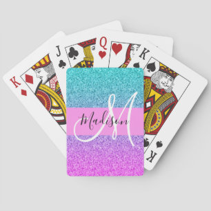 Baralho Roxo Glitter Brilho Gradiente Monograma Aqua Glam
