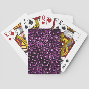 Baralho Roxo Ombre & Preto Glam Glitter Manchas de Leopard