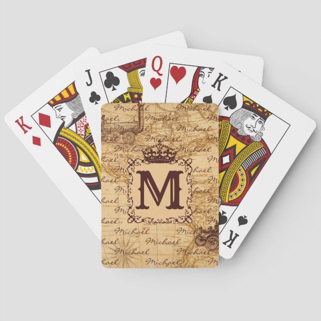 Baralho Royal Crown Vintage Name Pattern Beige (Verso)