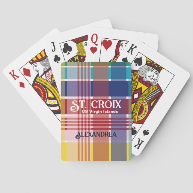 Baralho RUA das Ilhas Virgens dos EUA. Croix USVI Madras P (Verso)
