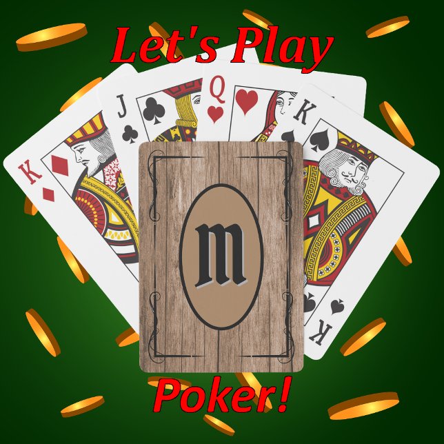 Baralho Rustic Brown Barnwood Personalizado Monograma (Criador carregado)