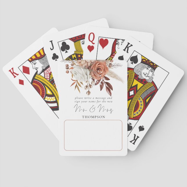 Baralho Rustic Terracotta Florals Casando Livro Convidado (Verso)