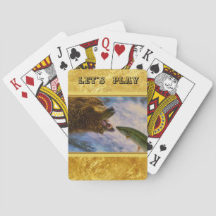 Baralho Salmão-de-cabeça-seca saltando para a boca dos urs