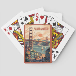 Baralho San Francisco California Skyline Viagem Art Retro