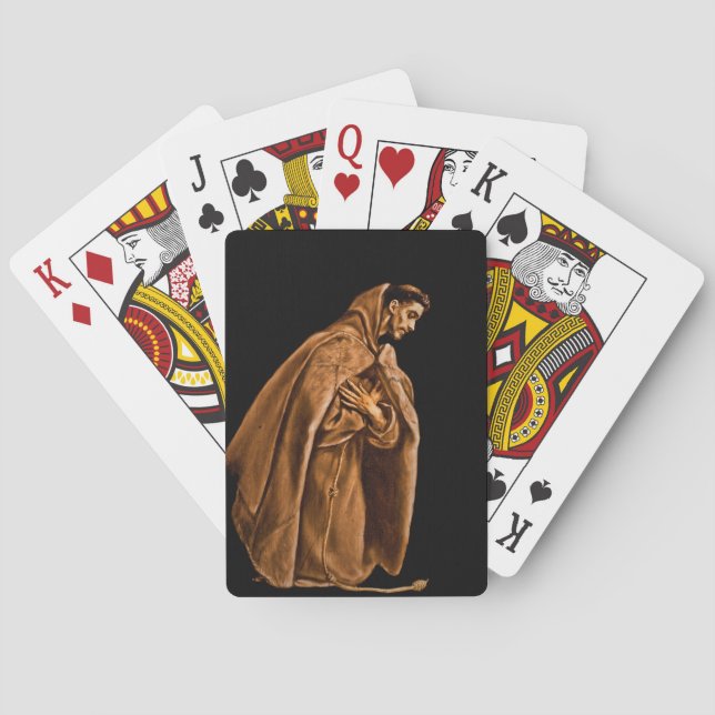 Baralho Santo Francis nos joelhos (Verso)
