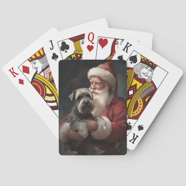 Baralho Schnauzer Com Claus De Natal Festivo Natal (Verso)