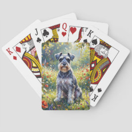 Baralho Schnauzer em Prado de Flores Silvestres