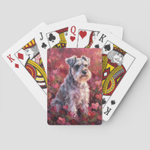 Schnauzer Flores Silvestres em Forma de Coração