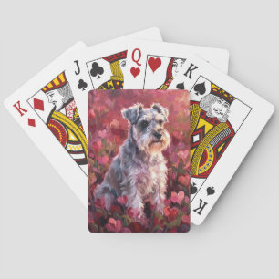 Baralho Schnauzer Flores Silvestres em Forma de Coração