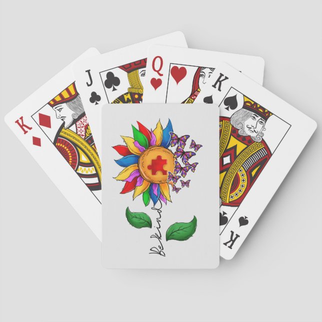 Baralho Seja gentil, girassol - consciência do autismo (Verso)