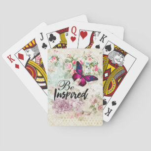 Baralho Seja inspirado, entre aspas e colagem de borboleta