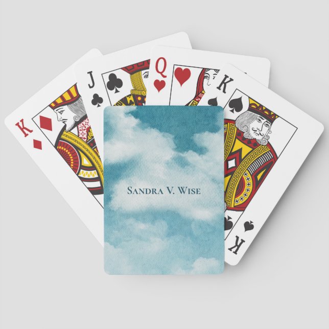 Baralho Serene Horizon Sonha Aquarela Azul e Branco (Verso)