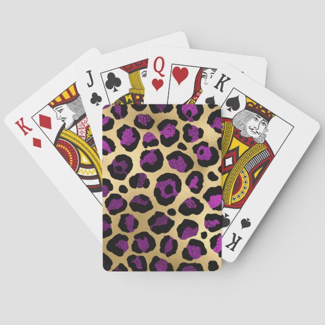 Baralho Série de Design Leopardo Dourado e Roxo 4 (Verso)