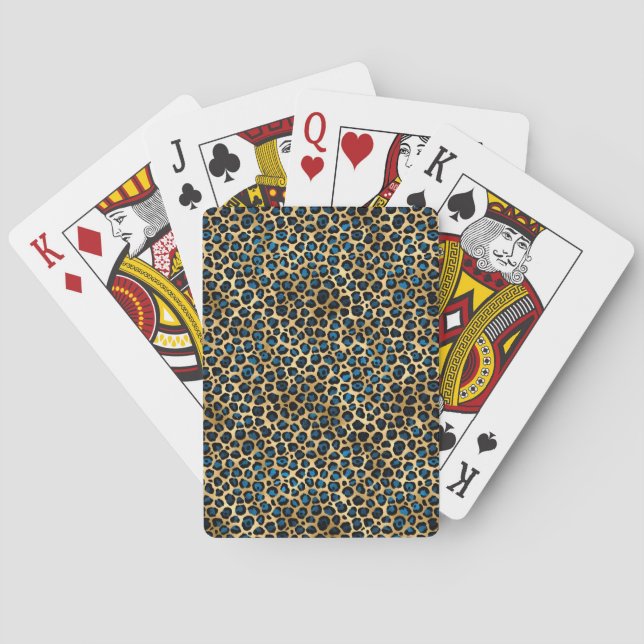 Baralho Série Leopardo Azul e Dourado Design 4 (Verso)