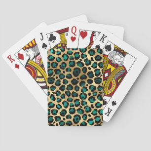 Baralho Série Leopardo Teal e Dourada Design 14 