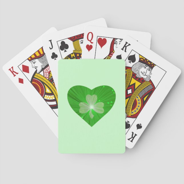 Baralho Shamrock Heart Green playing cards (Verso)