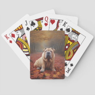 Baralho Shar Pei no outono deixa cair inspiração
