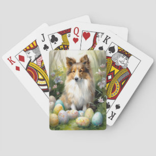 Baralho Shetland Sheepdog com Ovos da Páscoa Feriado