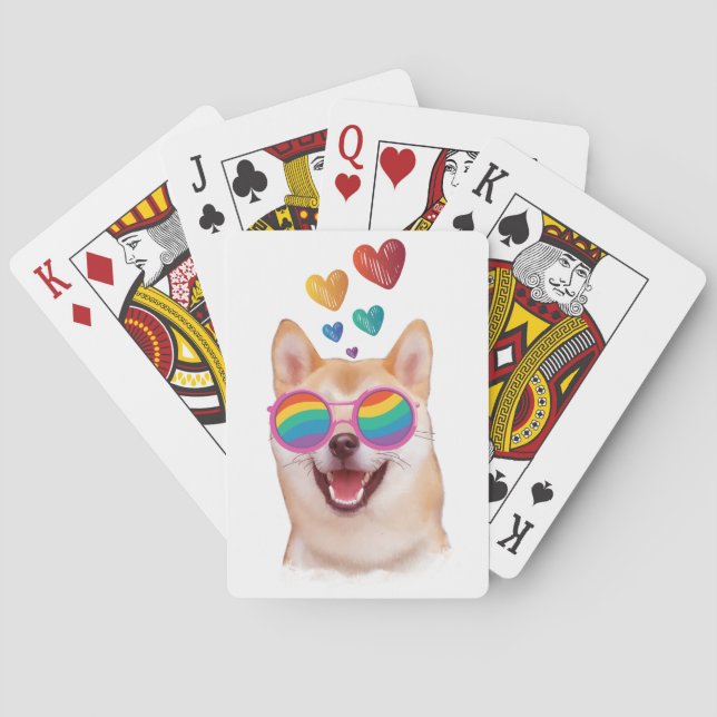 Baralho Shiba Inu Dog with Hearts Valentine's Day (Verso)