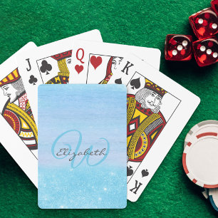 Baralho Shimmer Azul Azul-Aqua Monograma