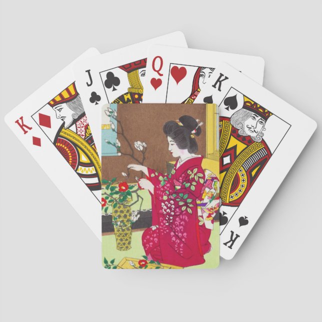 Baralho Shiro Kasamatsu Ikebana flores dama maiko arte (Verso)