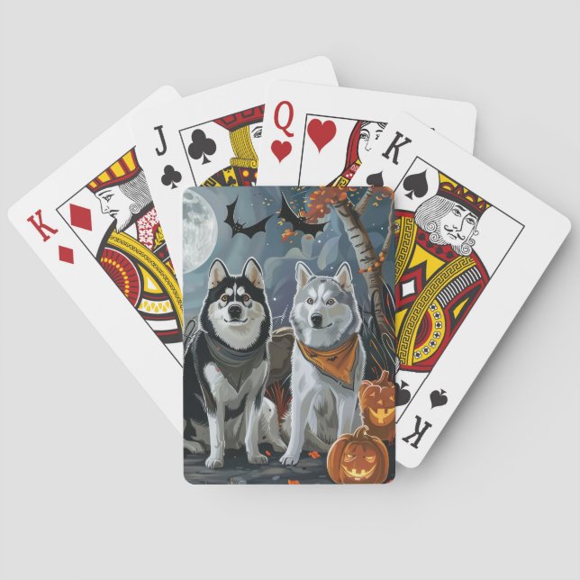Baralho Siberian Husky Halloween Assustador  (Verso)