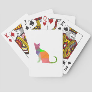 Baralho Silhueta de Gato de Baixo Poli