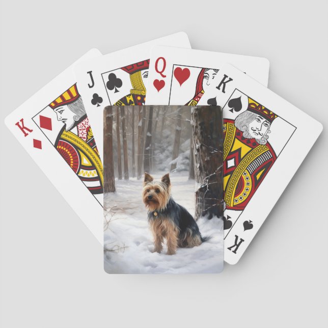 Baralho Silky Terrier Deixe Nevar Natal  (Verso)