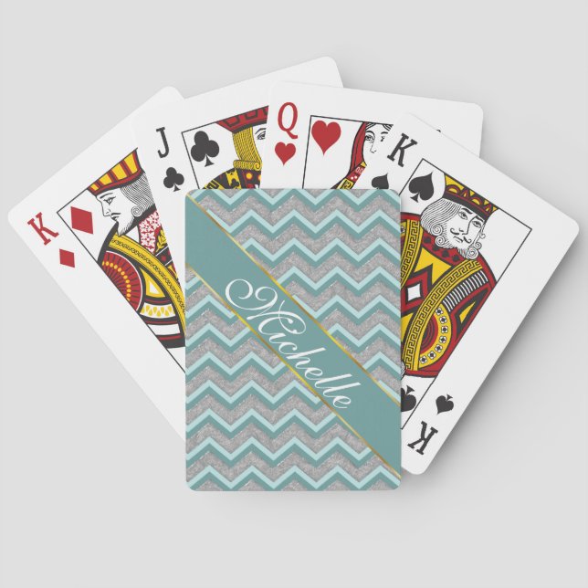 Baralho Silver Foil e Teal ZigZag (Verso)