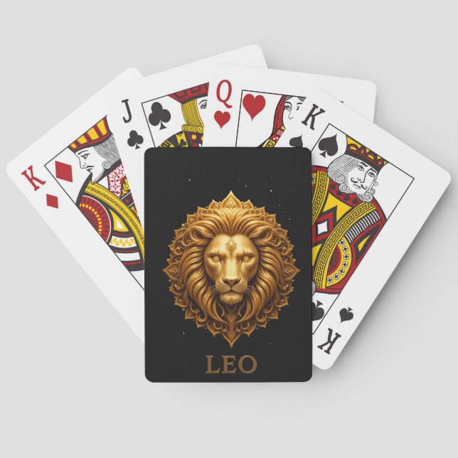 Baralho 🦁 Símbolo de Leão Dourado Para Força Zodíaco (Verso)