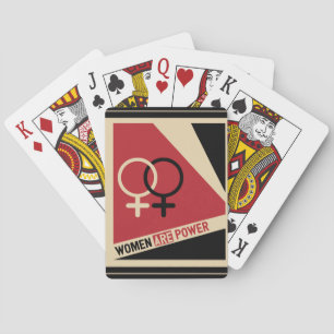 Baralho Símbolo feminista vermelho preto "As mulheres sã