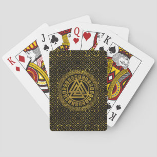 Baralho Símbolo metálico Dourado de Valknut no teste