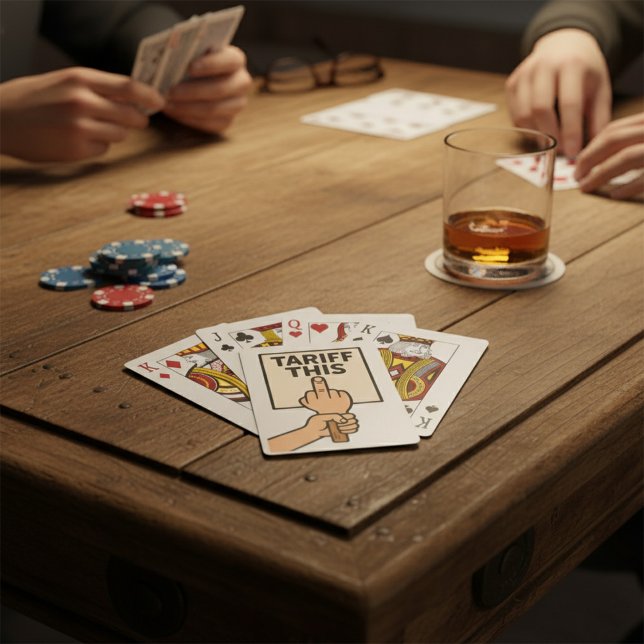 Baralho Sinal de protesto engraçado neste dedo médio (Criador carregado)