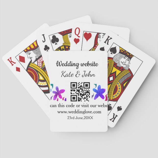 Baralho Site de casamento mínimo simples Q R código adicio (Verso)