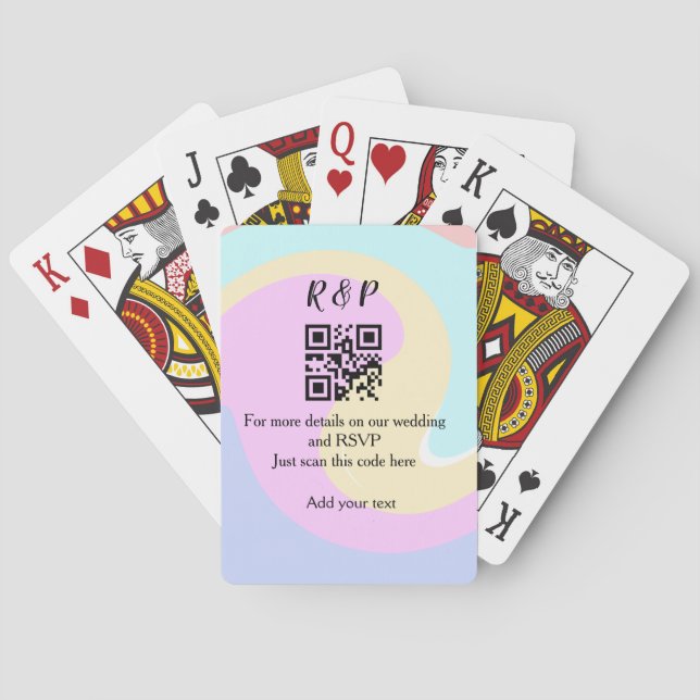 Baralho site de casamento rsvp q r código adicionar texto  (Verso)