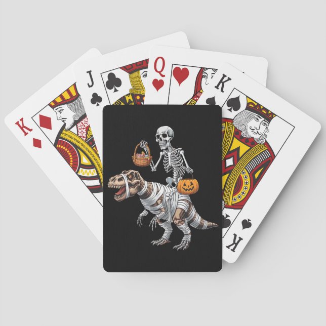 Baralho Skeleton Riding Mummy Dinosaur T rex Halloween (Verso)