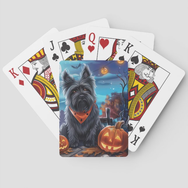 Baralho Skye Terrier Halloween Assustador (Verso)