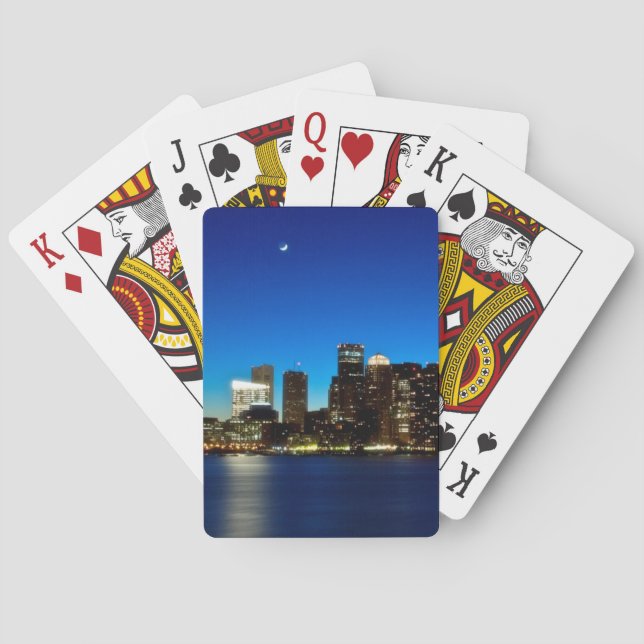 Baralho Skyline de Boston com lua (Verso)