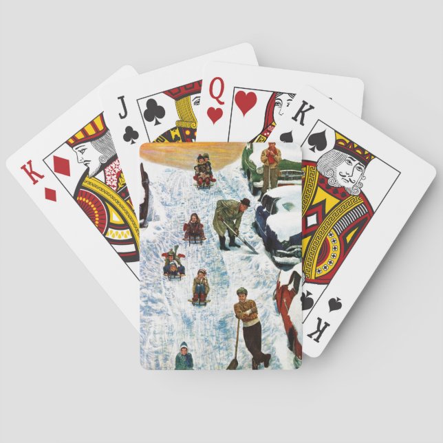 Baralho Sledding e escavar para fora (Verso)