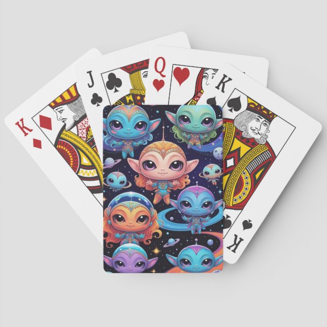 Baralho Small Multi-Coloured Aliens in Space (Verso)