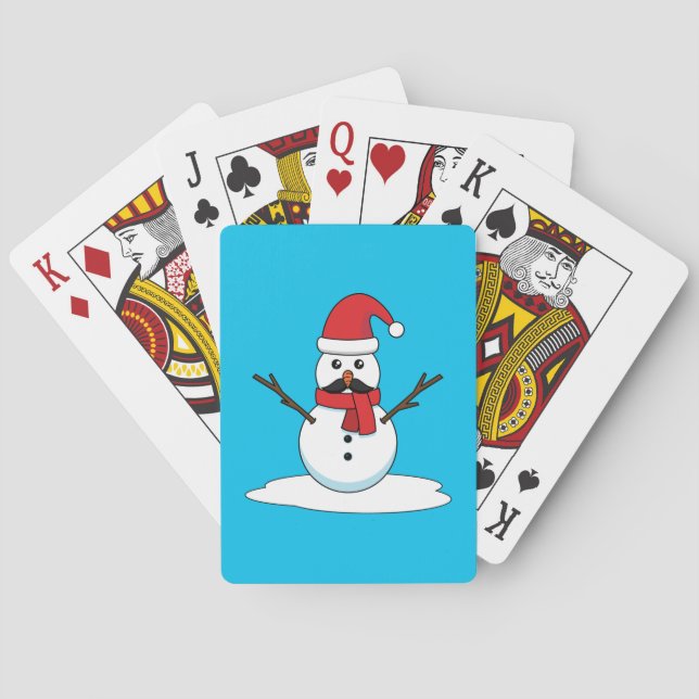 Baralho Snowman engraçado com bigode e papagaio (Verso)