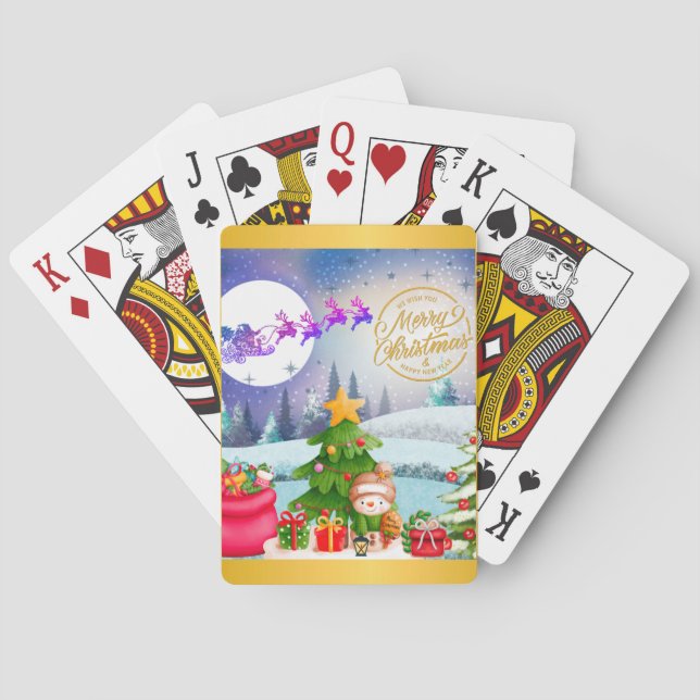 Baralho Snowman Felry Árvore de Natal Presente e Feliz ano (Verso)