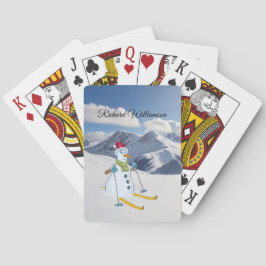 Baralho Snowman Skier sobre montanhas de neve Personalize