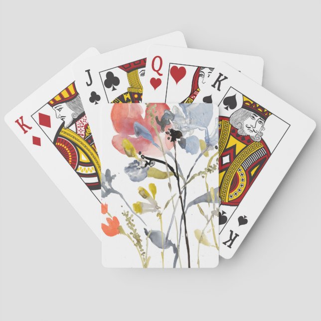 Baralho Sobreposição da Flor - Flores de Pastel de Aquarel (Verso)