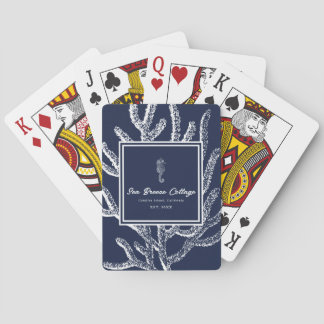 Baralho Sonhos marítimos: Cavalo-marinho azul e branco e c