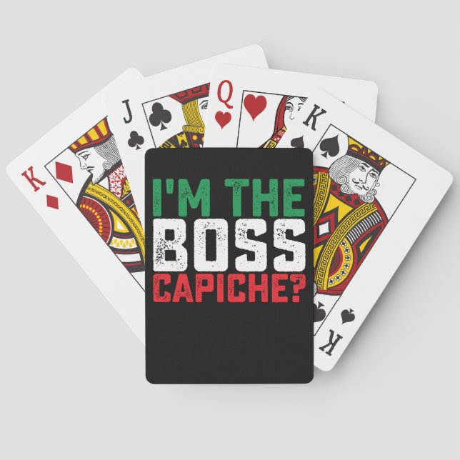 Baralho Sou o chefe Capiche, italiano engraçado (Verso)