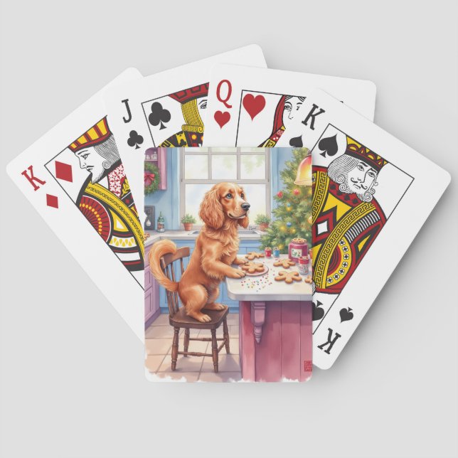 Baralho Spaniel Cocker Fofo de Natal Fazendo Biscoitos (Verso)
