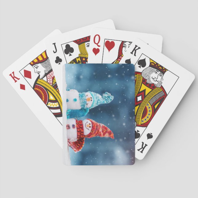Baralho Sr. & Sra. Snowman jogando cartas (Verso)