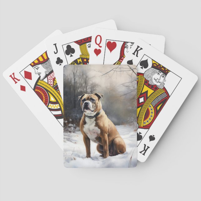 Baralho Staffordshire Bull Terrier Deixe Nevar Natal (Verso)